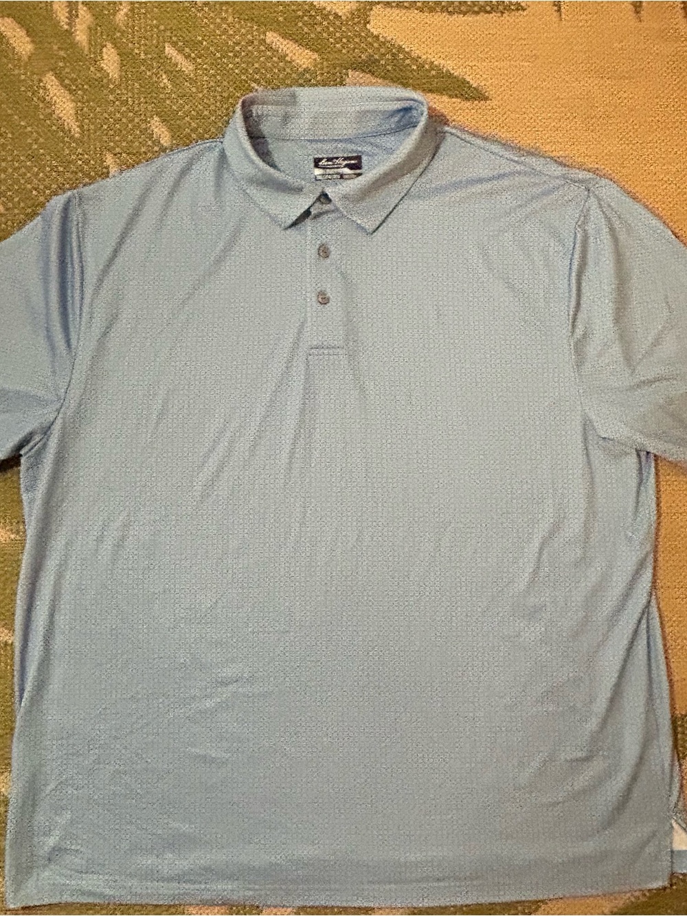 Ben Hogan Men's Polo Pale Blue with Small WhiteGeometric Print 2XL